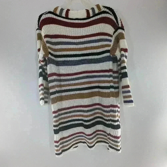 Girls Size 3T Long Cardigan Long Sleeve Stripped Crochet Sweater With Pockets - Picture 5 of 8